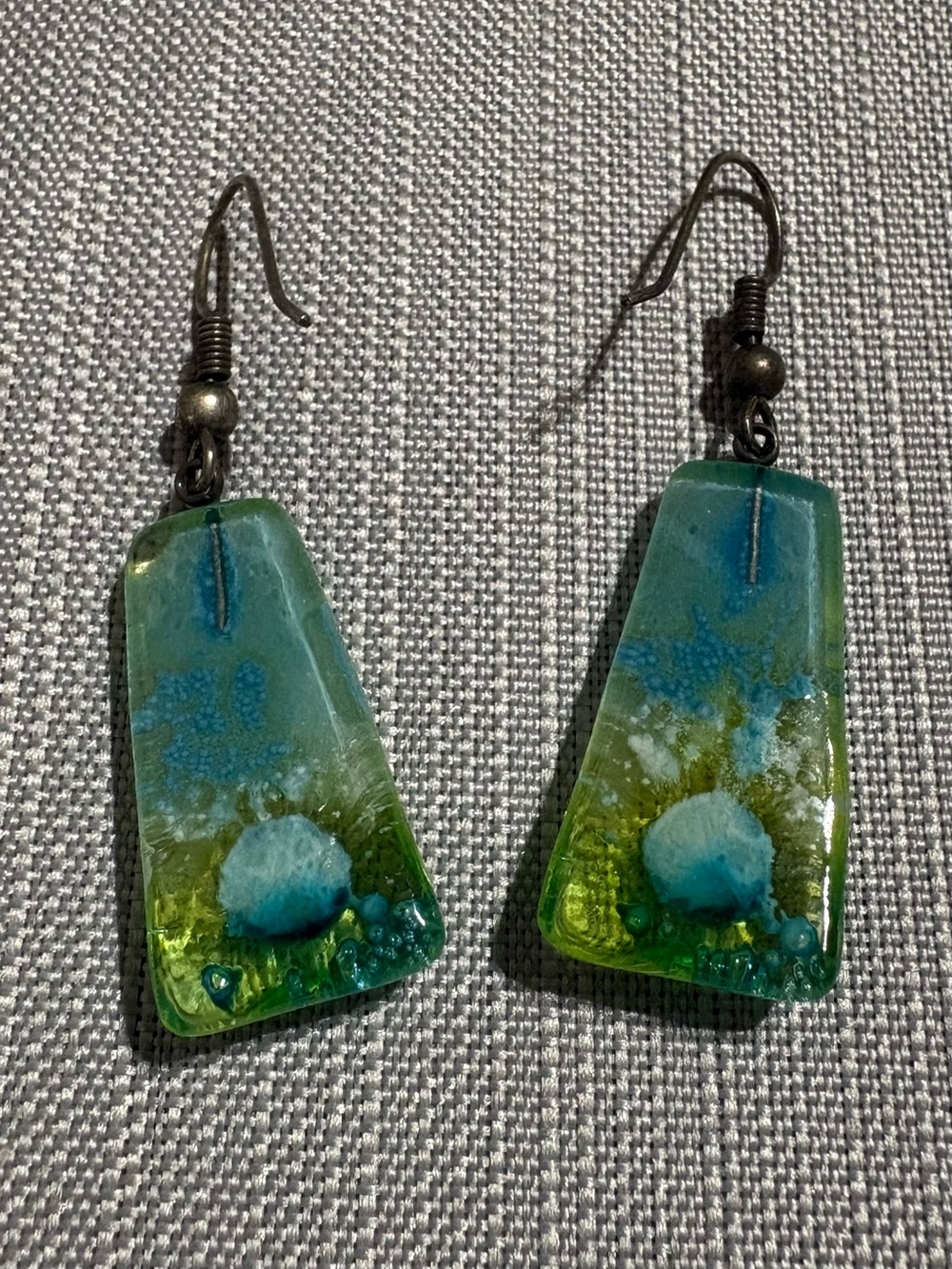 Green glass earrings
